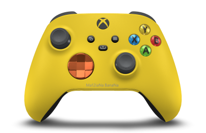 Xbox Wireless Controller - Hoofdtekst: Bliksemgeel, D-Pads: Zest-oranje (metallic), Duimsticks: Stormgrijs