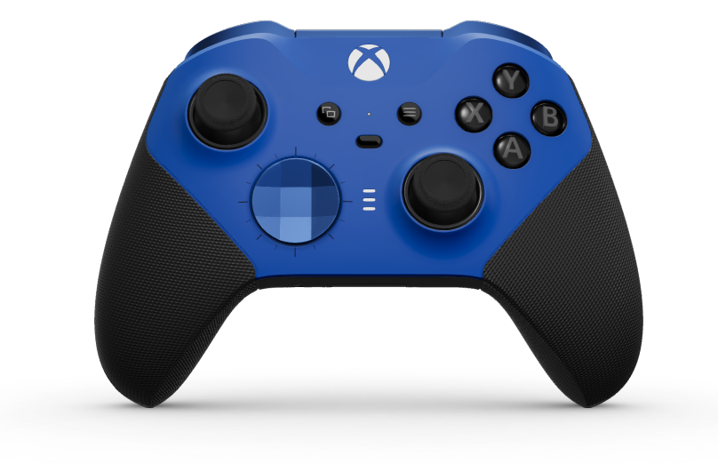 Xbox Elite Wireless Controller Series 2 - Core - Body: Shock Blue + Rubberized Grips, D-pad: Faceted, Photon Blue (Metal), Back: Carbon Black + Rubberized Grips