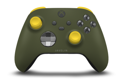 Controller with Nocturnal Green body, Storm Gray (Metallic) D-pad, and Lighting Yellow thumbsticks - front view