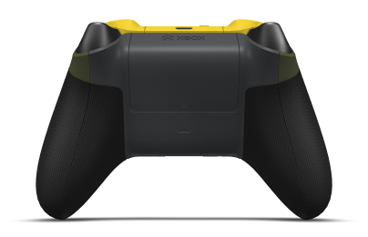 Controller with Nocturnal Green body, Storm Gray (Metallic) D-pad, and Lighting Yellow thumbsticks - back view