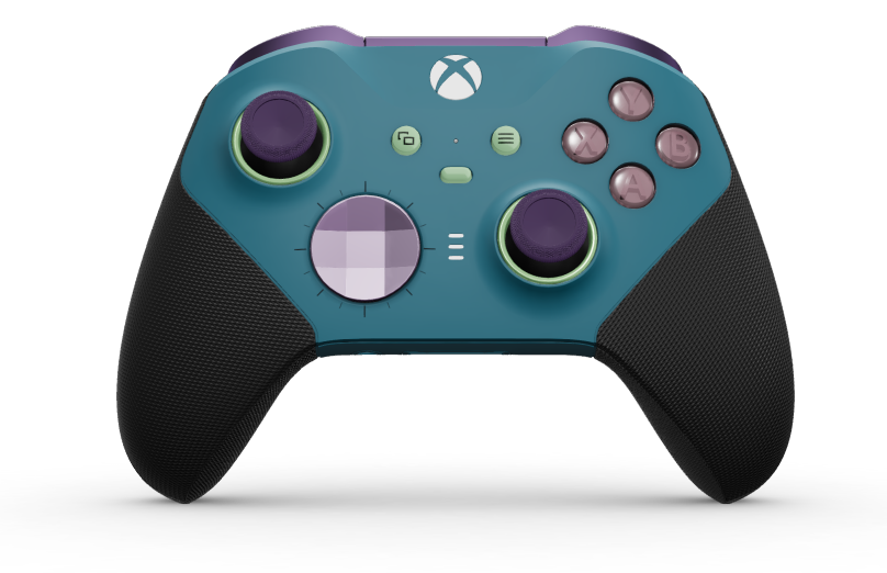 Xbox Elite Wireless Controller Series 2 - Core - Body: Mineral Blue + Rubberized Grips, D-pad: Faceted, Soft Purple (Metal), Back: Mineral Blue + Rubberized Grips
