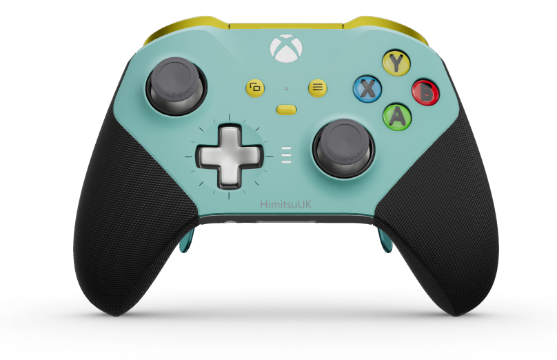 Xbox Elite Wireless Controller Series 2 - Core - Body: Glacier Blue + Rubberized Grips, D-pad: Cross, Bright Silver (Metal), Back: Robot White + Rubberized Grips