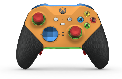 Controller Wireless Elite per Xbox Series 2 - Nucleo - Body: Soft Orange + Rubberized Grips, D-pad: Facet, Photon Blue (Metal), Back: Velocity Green + Rubberized Grips