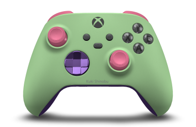 Xbox 無線控制器 - Hoveddel: Blød grøn, D-blokke: Astrallilla (metallisk), Thumbsticks: Dyb pink