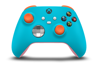 Xbox Wireless Controller - Corps: Dragonfly Blue, BMD: Bright Silver (métallique), Joysticks: Zest Orange