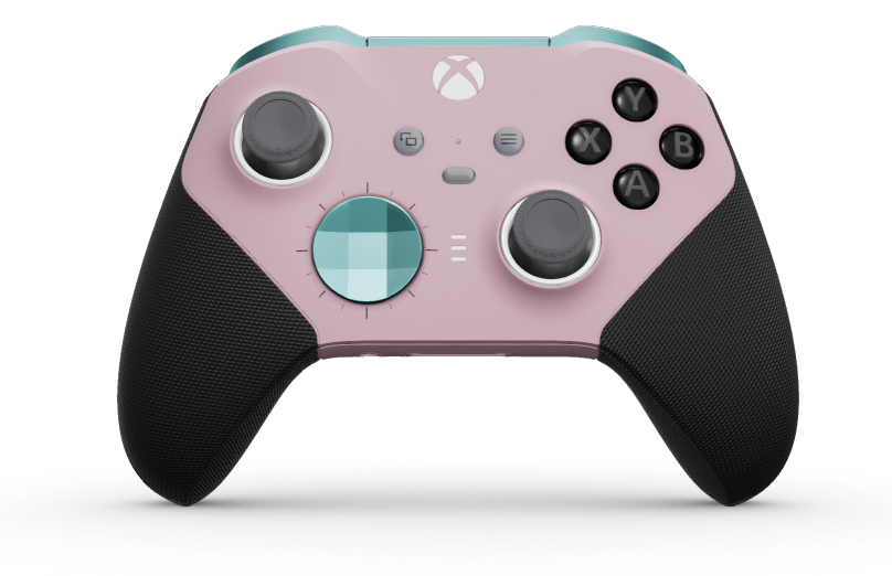 Xbox Elite Wireless Controller Series 2 - Core - Behuizing voorzijde: Zacht roze + rubberen handvatten, D-pad: Gefacetteerd, gletsjerblauw (metaal), Behuizing achterzijde: Zacht roze + rubberen handvatten