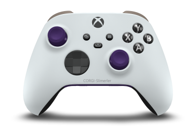 Xbox 無線控制器 - Corpo: Branco Robot, Botões Direcionais: Preto Carbono, Manípulos Analógicos: Roxo Astral