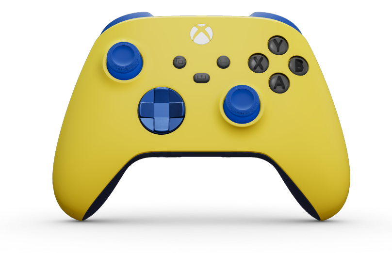 Manette sans fil Xbox - Body: Lightning Yellow, D-Pads: Photon Blue (Metallic), Thumbsticks: Shock Blue