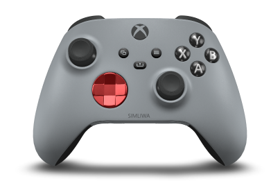 Manette sans fil Xbox - Body: Ash Gray, D-Pads: Oxide Red (Metallic), Thumbsticks: Carbon Black