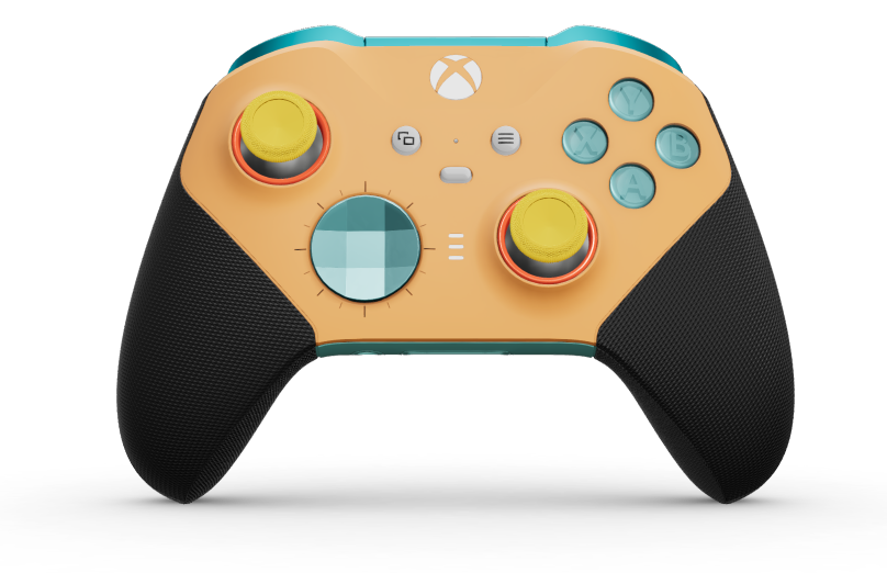 Xbox Elite Wireless Controller Series 2 - Core - Body: Soft Orange + Rubberised Grips, D-pad: Faceted, Glacier Blue (Metal), Back: Glacier Blue + Rubberised Grips