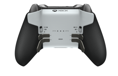Manette sans fil Xbox Elite Series 2 - Core - Framsida: Robot White + gummerat grepp, Styrknapp: Facett, Bright Silver (Metall), Baksida: Robot White + gummerat grepp