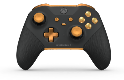 Xbox Elite Wireless Controller Series 2 - Core - Framsida: Carbon Black + gummerat grepp, Styrknapp: Kors, Ljusorange (Metall), Baksida: Ljusorange + gummerat grepp