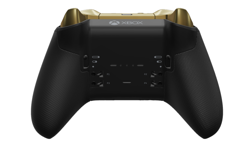Xbox Elite Wireless Controller Series 2 - Core - Corps: Carbon Black + poignées caoutchoutées, BMD: À facettes, Hero Gold (métal), Arrière: Carbon Black + poignées caoutchoutées