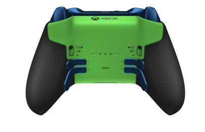 Xbox Elite Series 2 – Core vezeték nélküli kontroller - Framsida: Velocity Green + gummerat grepp, Styrknapp: Facett, Photon Blue (Metall), Baksida: Velocity Green + gummerat grepp