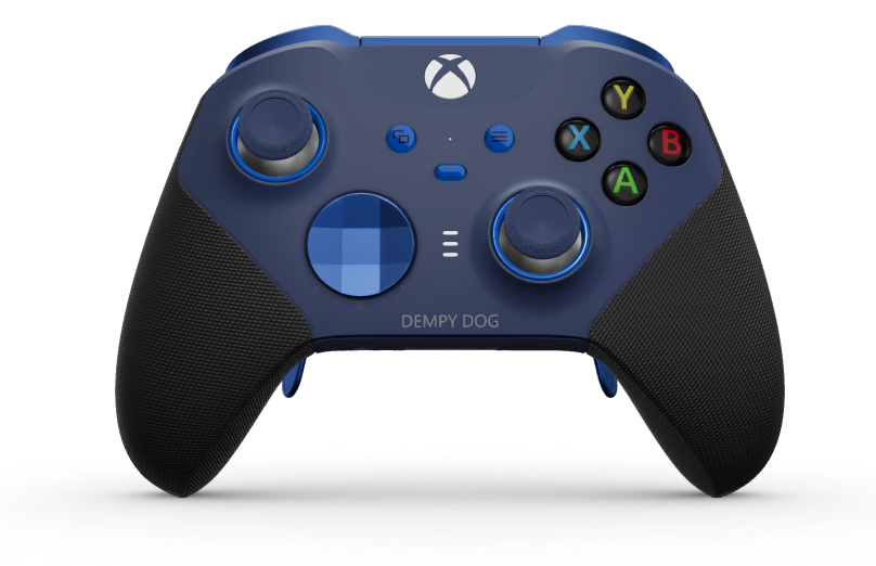 Xbox Elite Wireless Controller Series 2 - Core - Corps: Midnight Blue + poignées caoutchoutées, BMD: À facettes, Photon Blue (métal), Arrière: Midnight Blue + poignées caoutchoutées