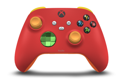 Xbox Wireless Controller - Body: Pulse Red, D-Pads: Velocity Green (Metallic), Thumbsticks: Soft Orange