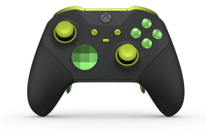 Xbox Elite Wireless Controller Series 2 - Core - Cuerpo: Negro carbón + Agarres texturizados, Cruceta: Faceta, verde brillante (metálico), Atrás: Negro carbón + Agarres texturizados