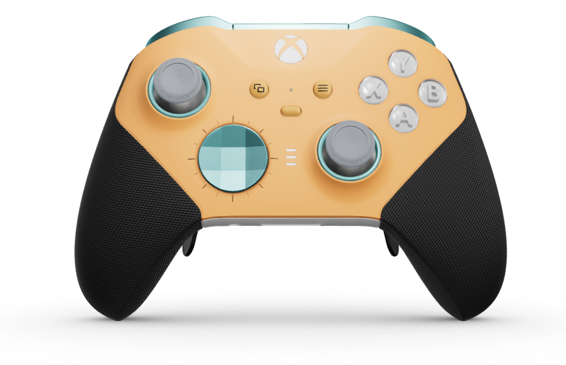 Xbox Elite Wireless Controller Series 2 - Core - Hoveddel: Blød orange + gummigreb, D-blok: Facetteret, isblå (metal), Bagside: Robothvid + gummigreb