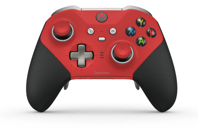 Trådløs Xbox Elite-controller Series 2 – Core - Body: Pulse Red + Rubberized Grips, D-pad: Cross, Bright Silver (Metal), Back: Pulse Red + Rubberized Grips