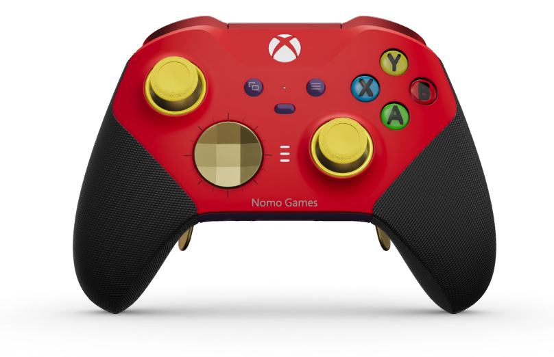 Xbox Elite Wireless Controller Series 2 - Core - Corps: Pulse Red + poignées caoutchoutées, BMD: À facettes, Hero Gold (métal), Arrière: Astral Purple + poignées caoutchoutées