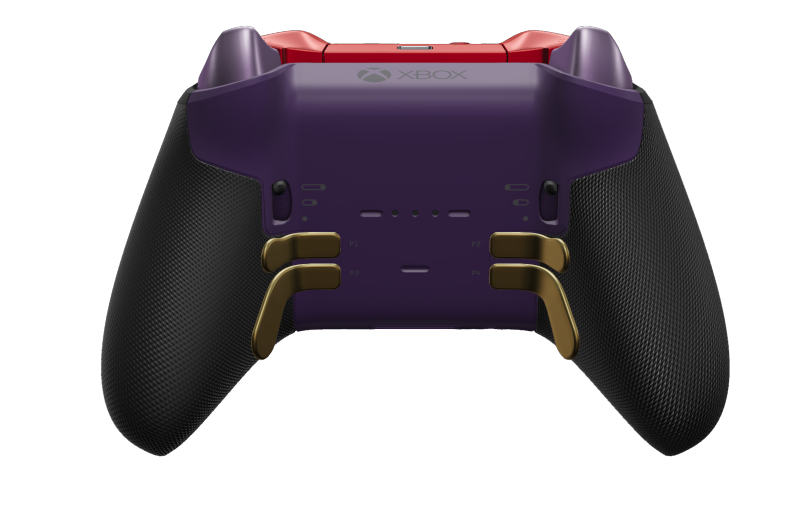 Xbox Elite Wireless Controller Series 2 - Core - Corps: Pulse Red + poignées caoutchoutées, BMD: À facettes, Hero Gold (métal), Arrière: Astral Purple + poignées caoutchoutées