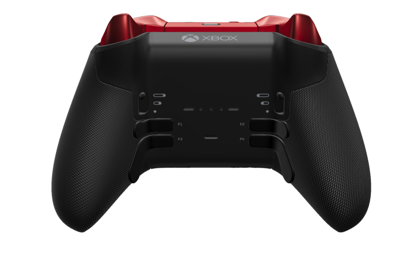 Xbox Elite Wireless Controller Series 2 - Core - Corps: Pulse Red + poignées caoutchoutées, BMD: À facettes, Pulse Red (métal), Arrière: Carbon Black + poignées caoutchoutées
