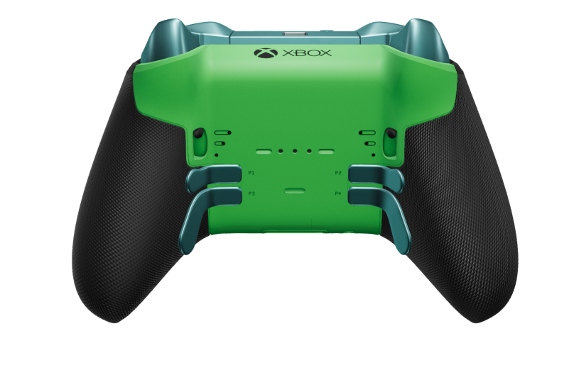 Xbox Elite Wireless Controller Series 2 - Core - Body: Velocity Green + Rubberized Grips, D-pad: Faceted, Glacier Blue (Metal), Back: Velocity Green + Rubberized Grips