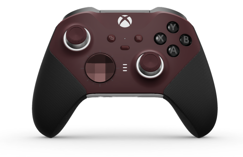 Xbox Elite Wireless Controller Series 2 - Core - Hoveddel: Granatrød + gummigreb, D-blok: Facetteret, granatrød (metal), Bagside: Robothvid + gummigreb