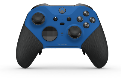 Trådløs Xbox Elite-controller Series 2 – Core - Body: Shock Blue + Rubberized Grips, D-pad: Facet, Carbon Black (Metal), Back: Shock Blue + Rubberized Grips