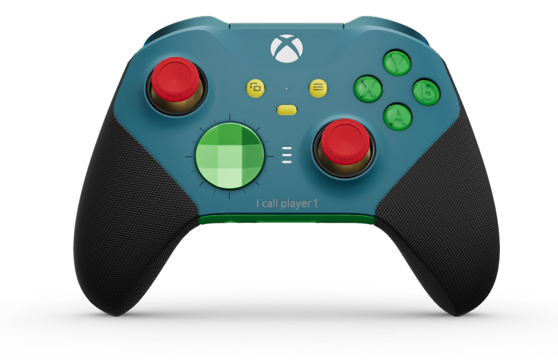 Xbox Elite Wireless Controller Series 2 - Core - Vorderseite: Mineral Blue + gummierte Griffe, D-Pad: Facettiert, Velocity Green (Metall), Rückseite: Velocity Green + gummierte Griffe