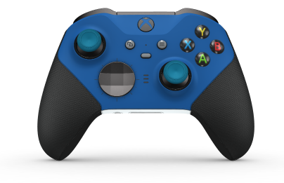 Xbox Elite Wireless Controller Series 2 - Core - Behuizing voorzijde: Shockblauw + rubberen handvatten, D-pad: Facet, Storm Gray (Metal), Behuizing achterzijde: Robotwit + rubberen handvatten