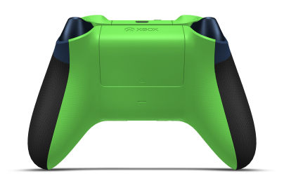 Controller with Midnight Blue body, Midnight Blue (Metallic) D-pad, and Velocity Green thumbsticks - back view
