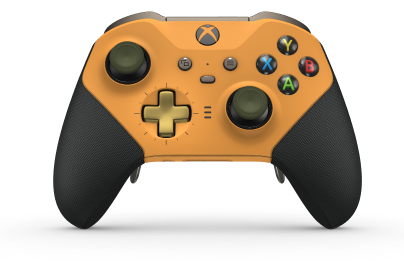 Xbox Elite Wireless Controller Series 2 - Core - Body: Soft Orange + Rubberized Grips, D-pad: Cross, Gold Matte (Metal), Back: Soft Orange + Rubberized Grips