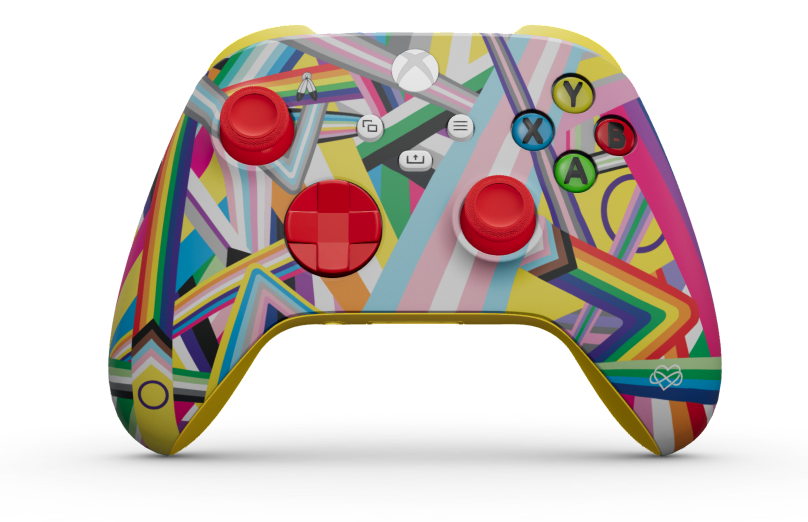 Xbox Wireless Controller - Body: Rainbow, D-Pads: Pulse Red, Thumbsticks: Pulse Red