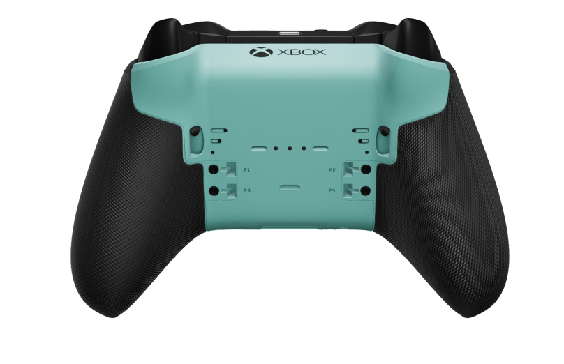 Xbox Elite Wireless Controller Series 2 - Core - Corps: Glacier Blue + poignées caoutchoutées, BMD: À facettes, Storm Gray (métal), Arrière: Glacier Blue + poignées caoutchoutées