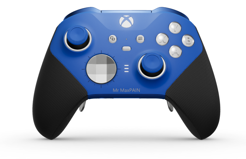Xbox Elite Wireless Controller Series 2 - Core - Body: Shock Blue + Rubberized Grips, D-pad: Faceted, Bright Silver (Metal), Back: Shock Blue + Rubberized Grips