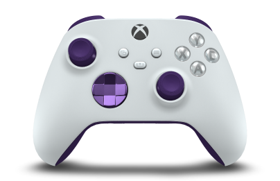 Xbox ワイヤレス コントローラー - Hoofdtekst: Robot White, D-Pads: Astralpaars (metallic), Duimsticks: Astral Purple