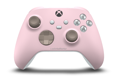 Controller with Soft Pink body, Desert Tan D-pad, and Desert Tan thumbsticks - front view