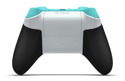Controller with Robot White body, Storm Gray (Metallic) D-pad, and Glacier Blue thumbsticks - back view