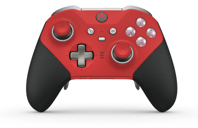 Xbox Elite Wireless Controller Series 2 - Core - Body: Pulse Red + Rubberized Grips, D-pad: Cross, Bright Silver (Metal), Back: Pulse Red + Rubberized Grips