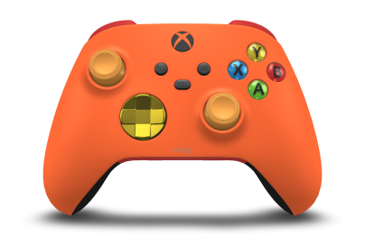 Xbox Wireless Controller - Corpo: Laranja Vibrante, Botões Direcionais: Amarelo Relâmpago (Metálico), Manípulos Analógicos: Laranja suave