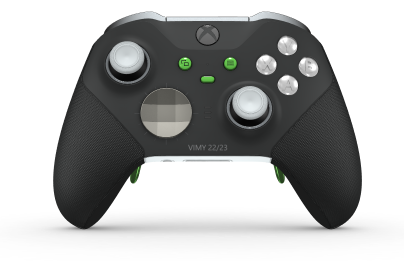 Xbox Elite Wireless Controller Series 2 - Core - Corps: Carbon Black + poignées caoutchoutées, BMD: Facette, Bright Silver (métal), Arrière: Robot White + poignées caoutchoutées