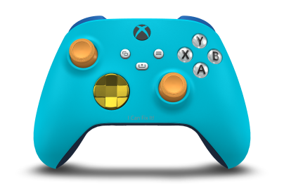 Xbox Wireless Controller - Body: Dragonfly Blue, D-Pads: Lightning Yellow (Metallic), Thumbsticks: Soft Orange