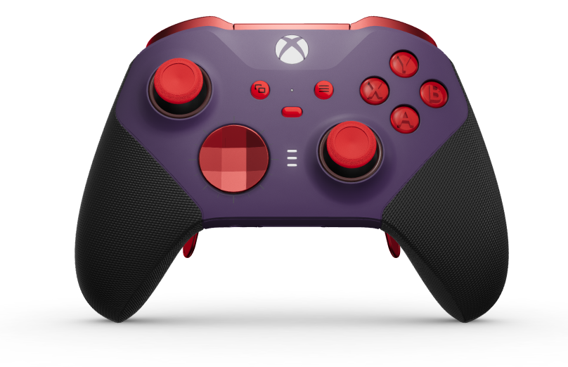 Xbox Elite Wireless Controller Series 2 - Core - Behuizing voorzijde: Astralpaars + rubberen handvatten, D-pad: Facet, Pulse Red (Metal), Behuizing achterzijde: Astralpaars + rubberen handvatten