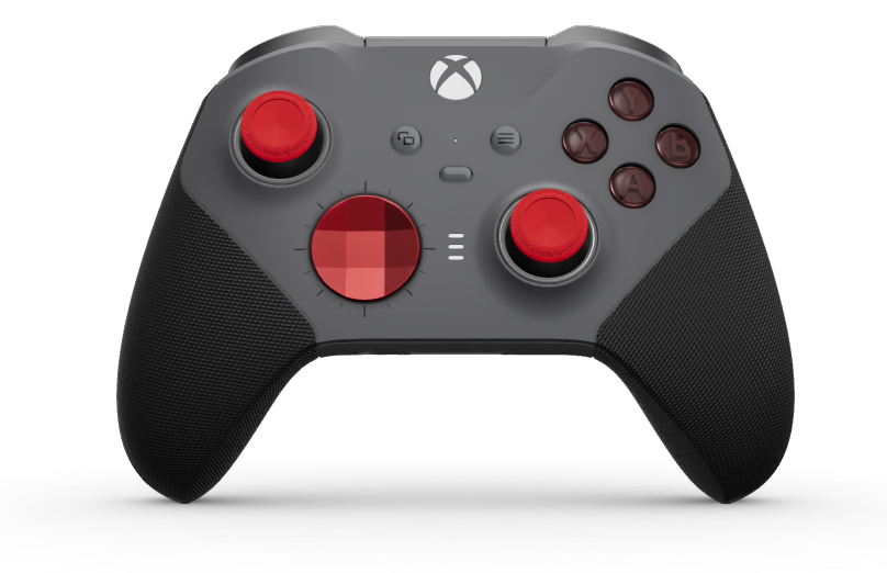 Xbox Elite Wireless Controller Series 2 - Core - Body: Storm Gray + Rubberised Grips, D-pad: Faceted, Pulse Red (Metal), Back: Storm Gray + Rubberised Grips