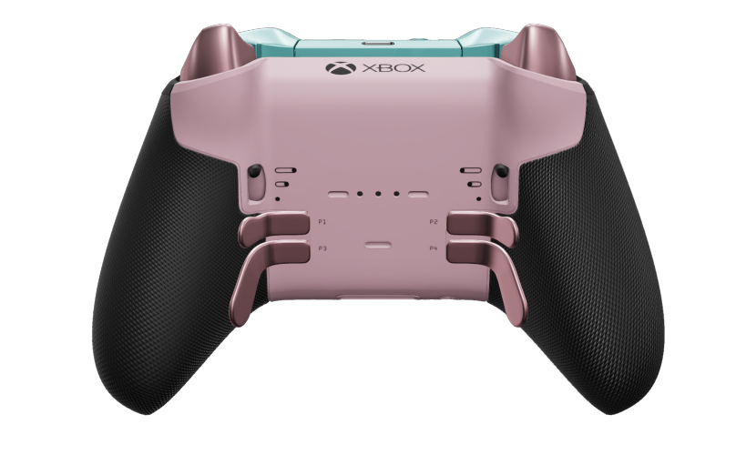 Xbox Elite Wireless Controller Series 2 - Core - 몸체: 글레이셔 블루 + 고무 코팅 그립, 방향 패드: 패싯, 소프트 오렌지(메탈), 뒤로: 소프트 핑크 + 고무 코팅 그립