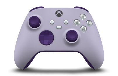 Controller with Soft Purple body, Astral Purple D-pad, and Astral Purple thumbsticks - front view