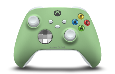 Xbox Wireless Controller - Body: Soft Green, D-Pads: Bright Silver (Metallic), Thumbsticks: Robot White