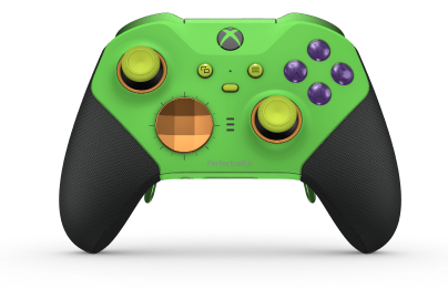 Xbox Elite Wireless Controller Series 2 - Core - Body: Velocity Green + Rubberized Grips, D-pad: Facet, Soft Orange (Metal), Back: Velocity Green + Rubberized Grips