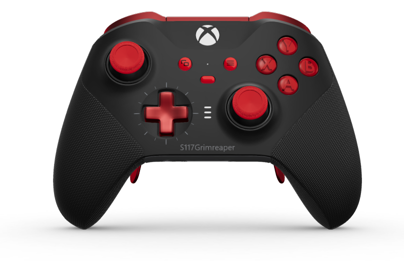 Xbox Elite Wireless Controller Series 2 - Core - Behuizing voorzijde: Carbonzwart + rubberen handvatten, D-pad: Cross, Pulse Red (Metal), Behuizing achterzijde: Stormgrijs + rubberen handvatten